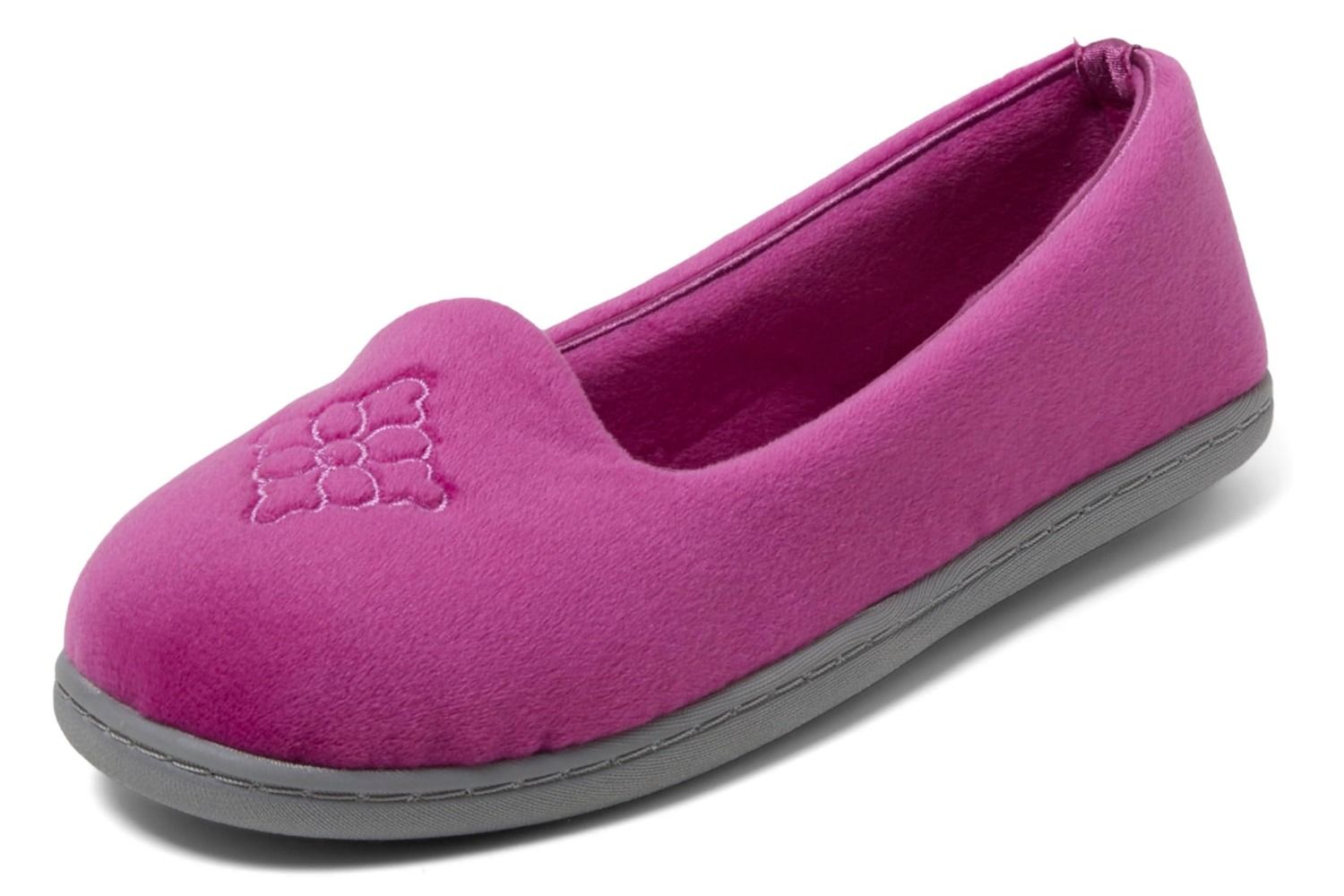 Dearfoams Womens Cozy Memory Foam Indoor Rebecca Closed Back House Ballet Slipper With Wide Widths