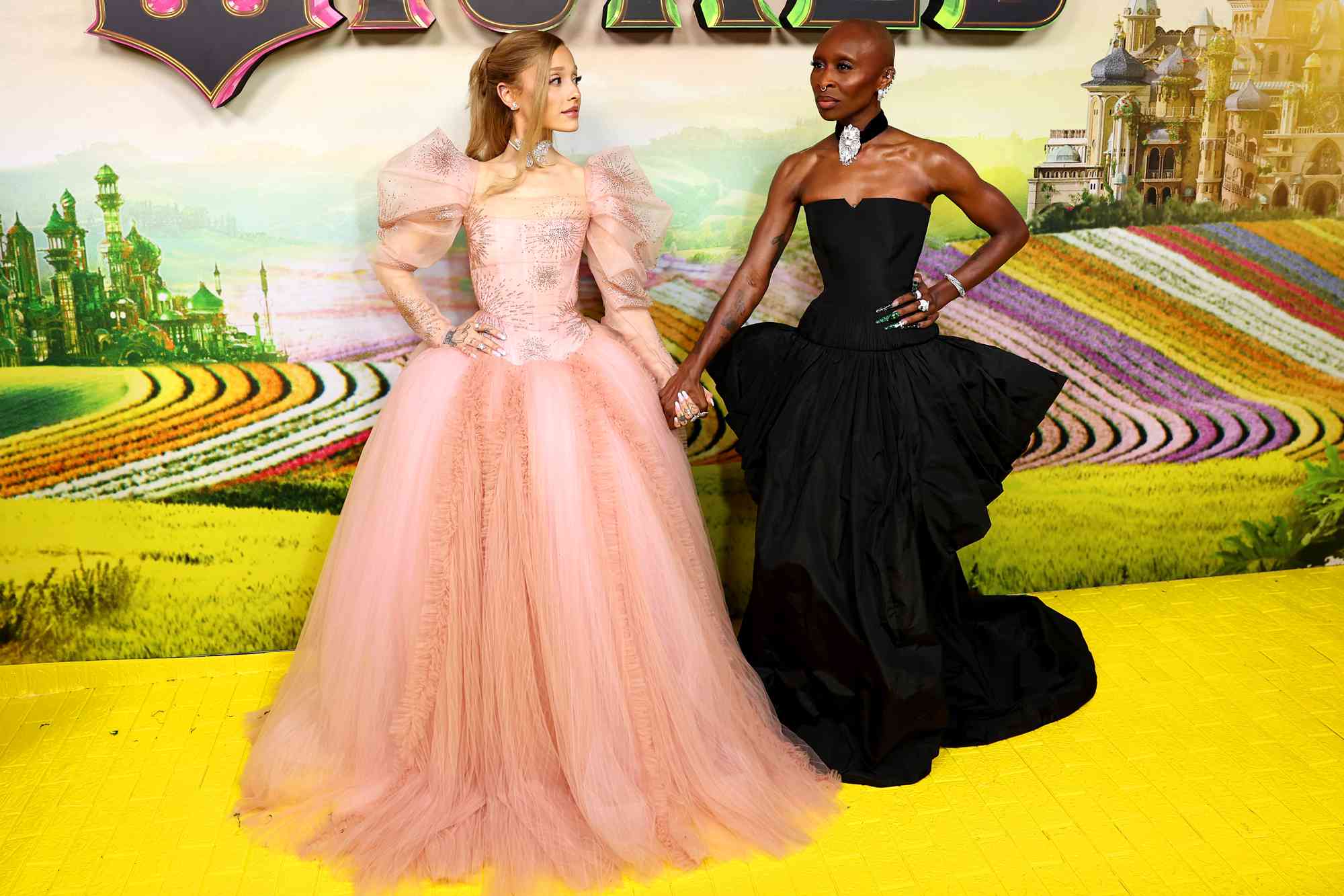 Ariana Grande and Cynthia Erivo attend the Journey Through Oz Tour to celebrate the Australian premiere of Wicked at State Theatre on November 03, 2024 in Sydney, Australia.