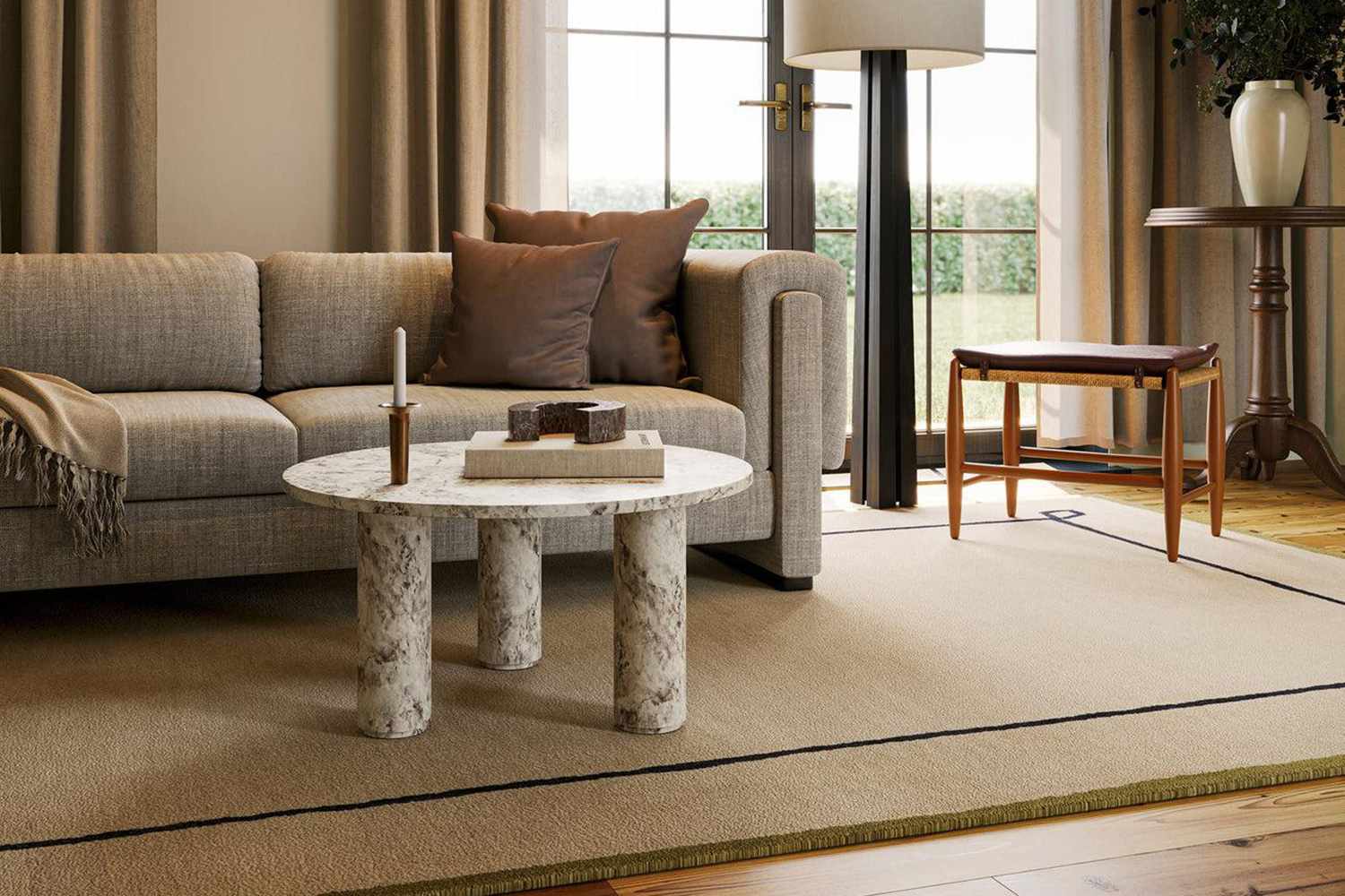Serge Bordered Wool Cozy Rug