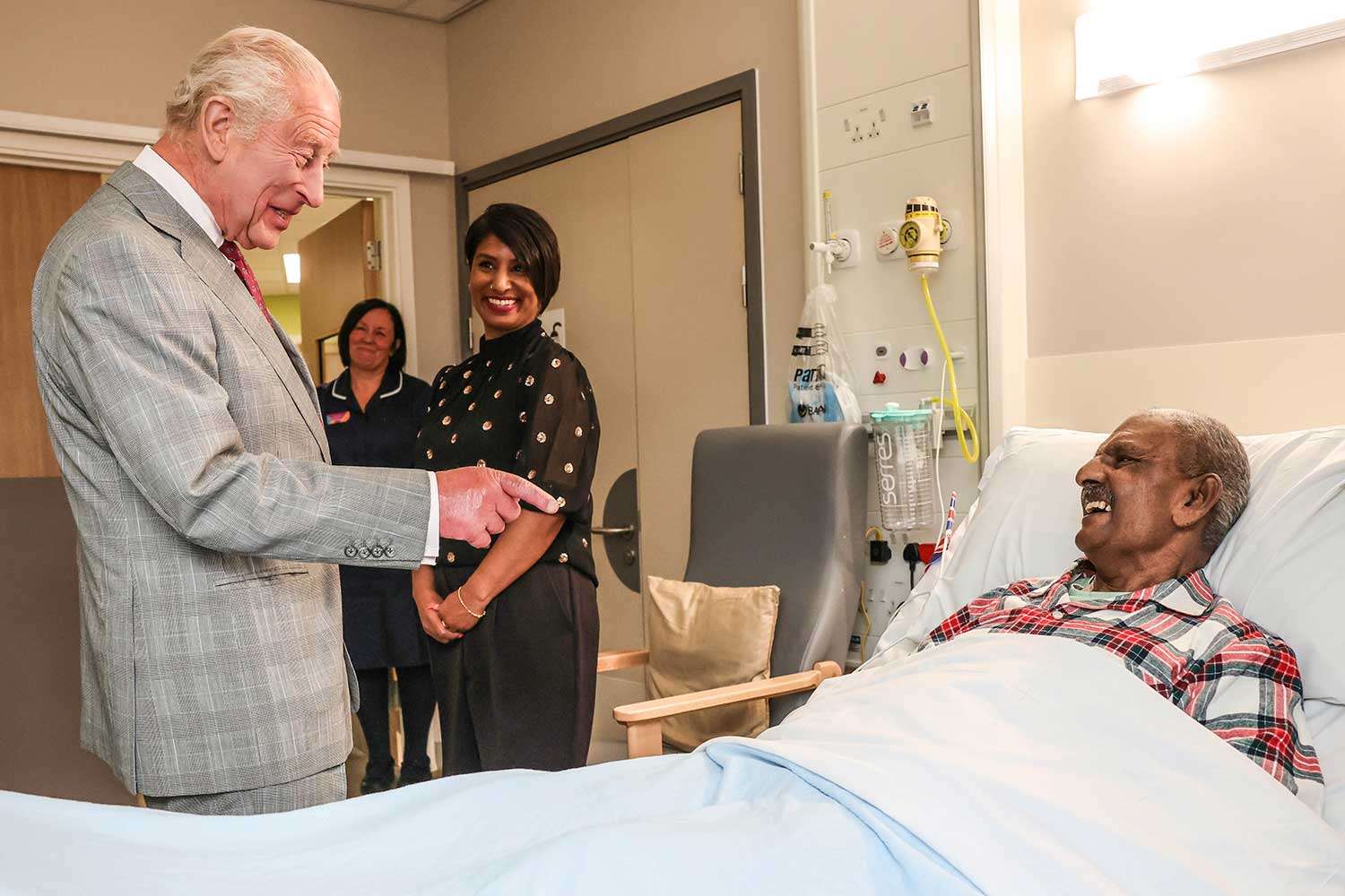 King Charles III talks with Prostate cancer patient Matthew Shinda