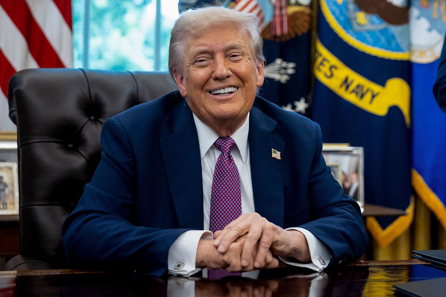 US President Donald Trump during an announcement in the Oval Office of the White House in Washington, DC, US, on Friday, Sept. 5, 2025.