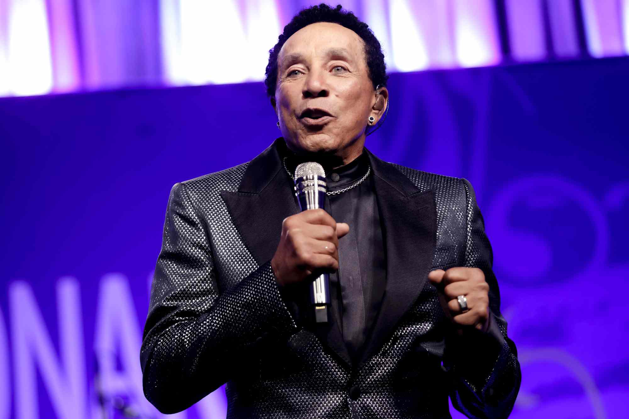 Smokey Robinson performs on stage as the stars come out for Byron Allen in Beverly Hills as he was honored with the 2023 UCLA Neurosurgery Visionary Award at The Beverly Hilton on October 11, 2023