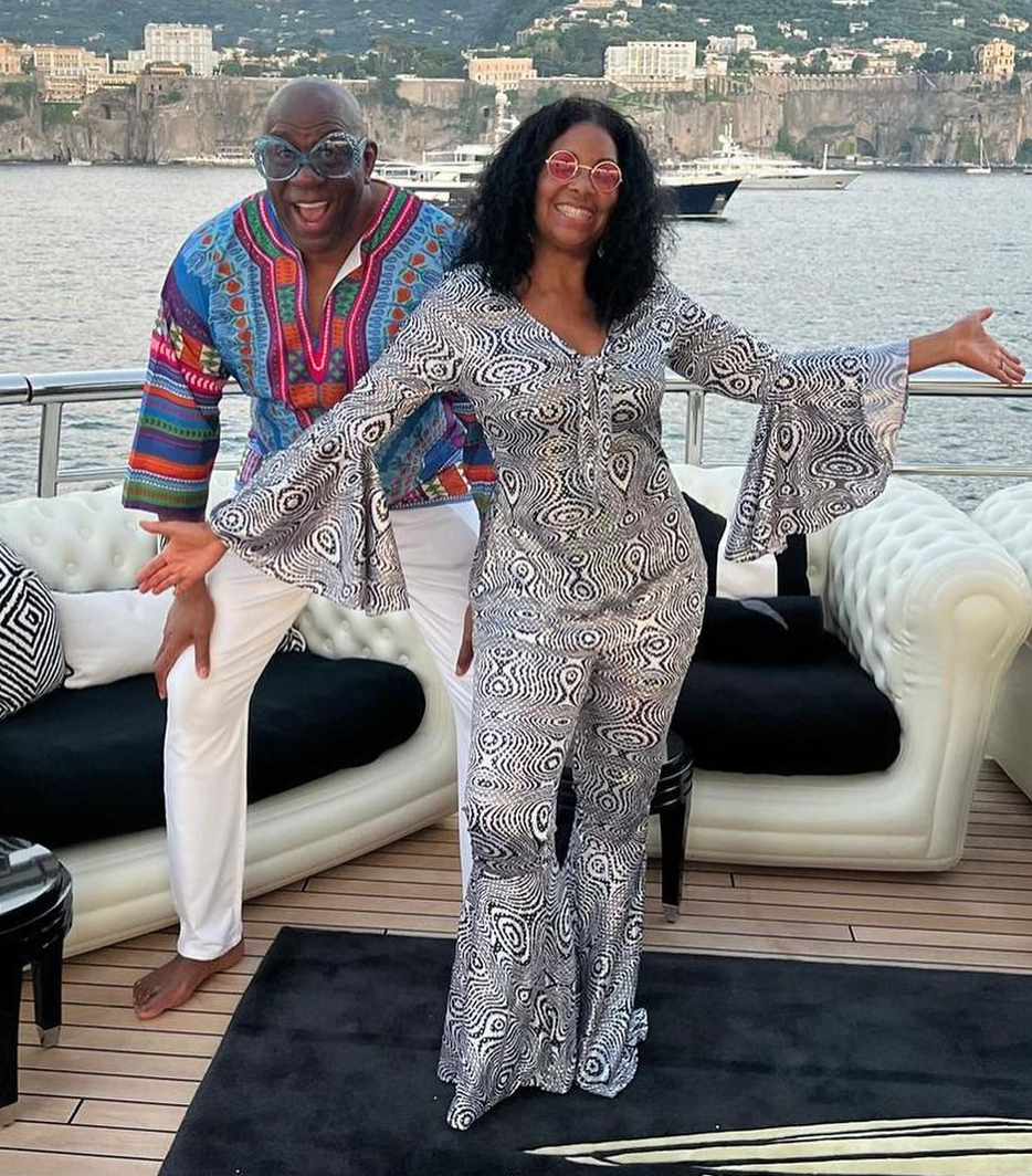 Magic Johnson showcasing fashion on his Italian vacation