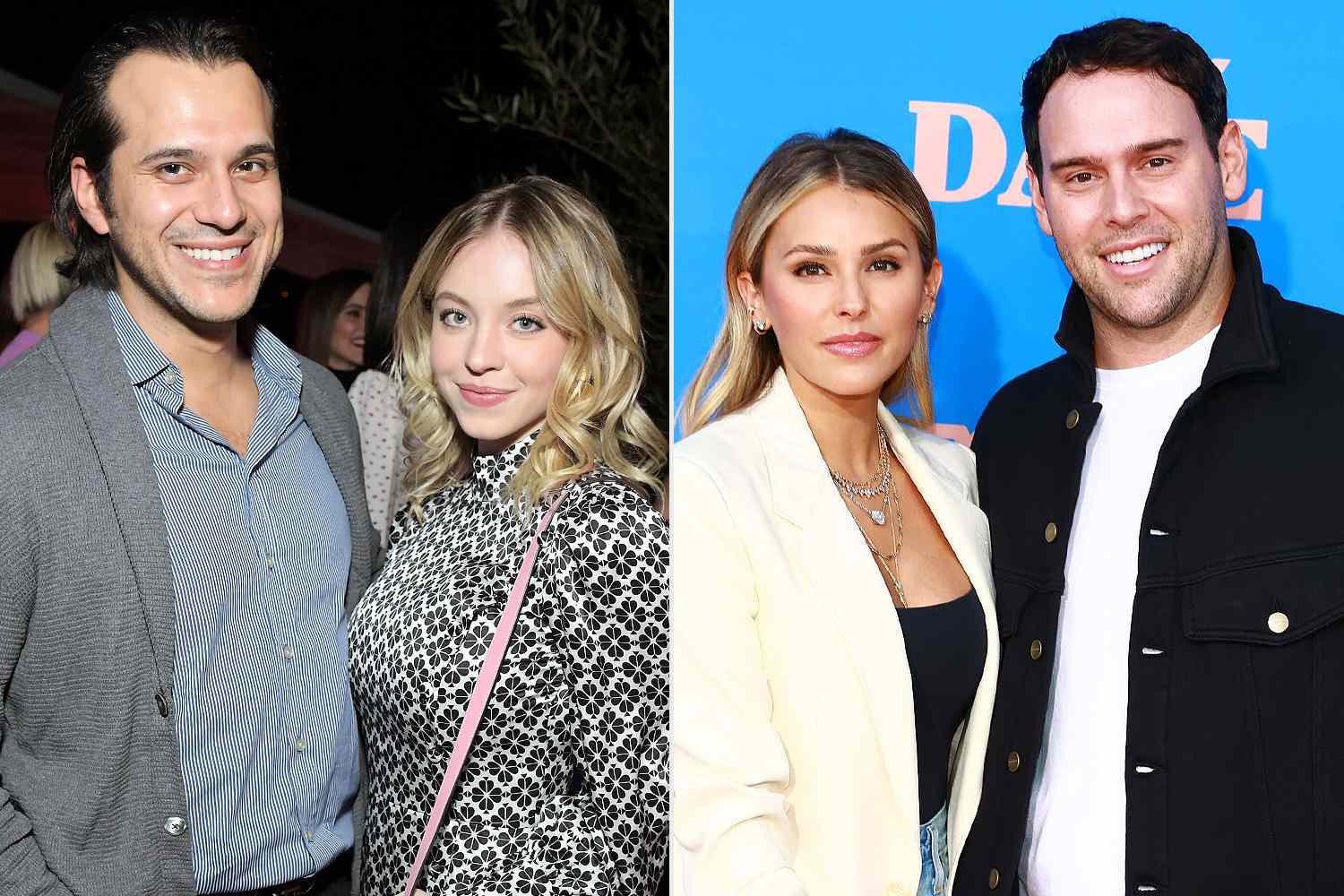 Jonathan Davino and Sydney Sweeney; Yael Cohen and Scooter Braun