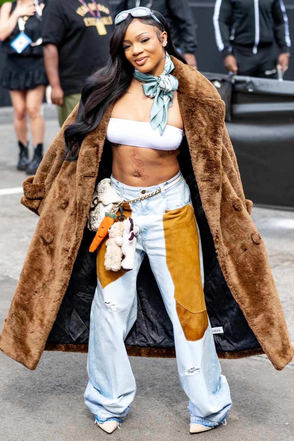 Glorilla attends the Coach fashion show during New York Fashion Week at Basketball City on