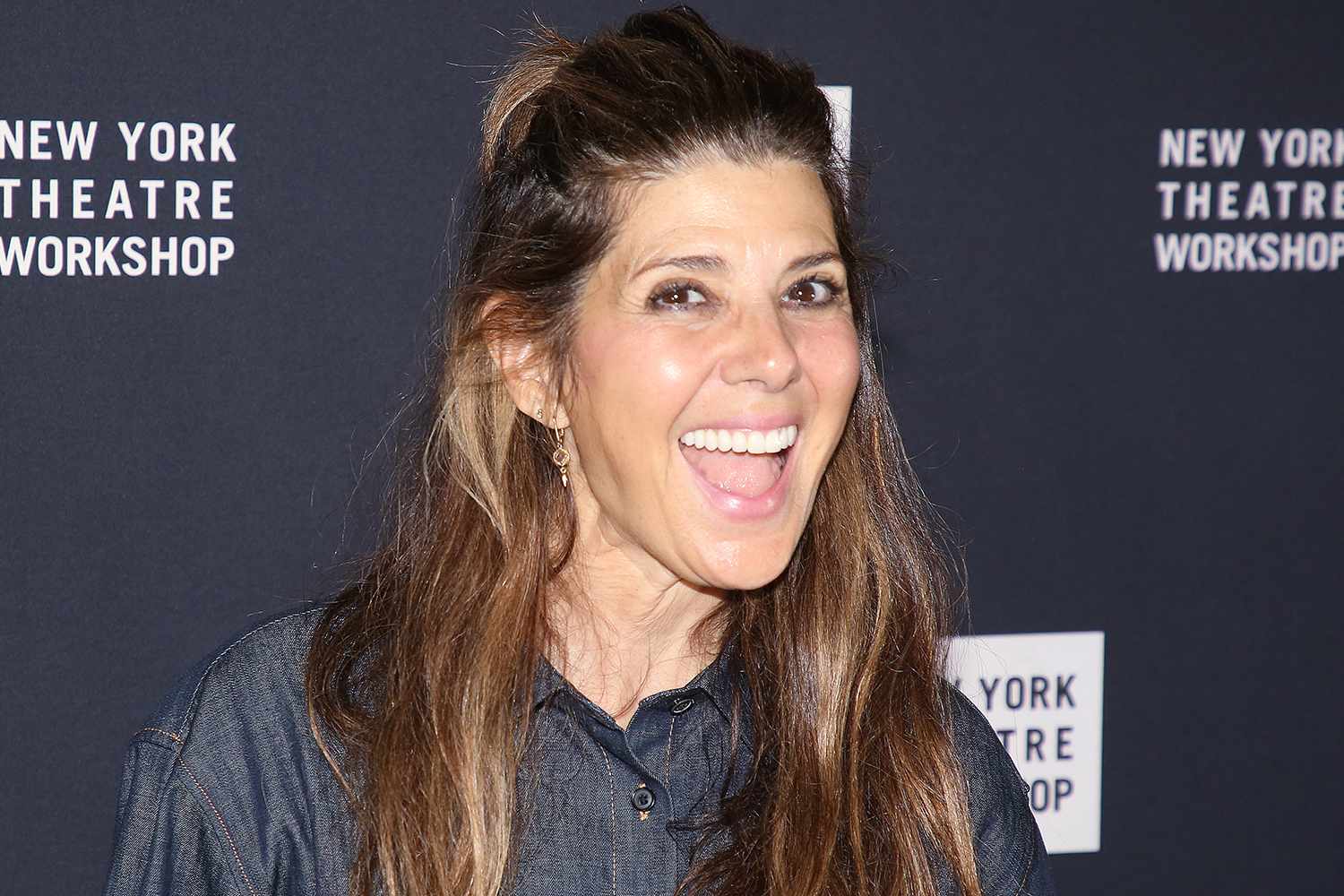 Marisa Tomei poses at the opening night after party for the New York Theatre Workshop