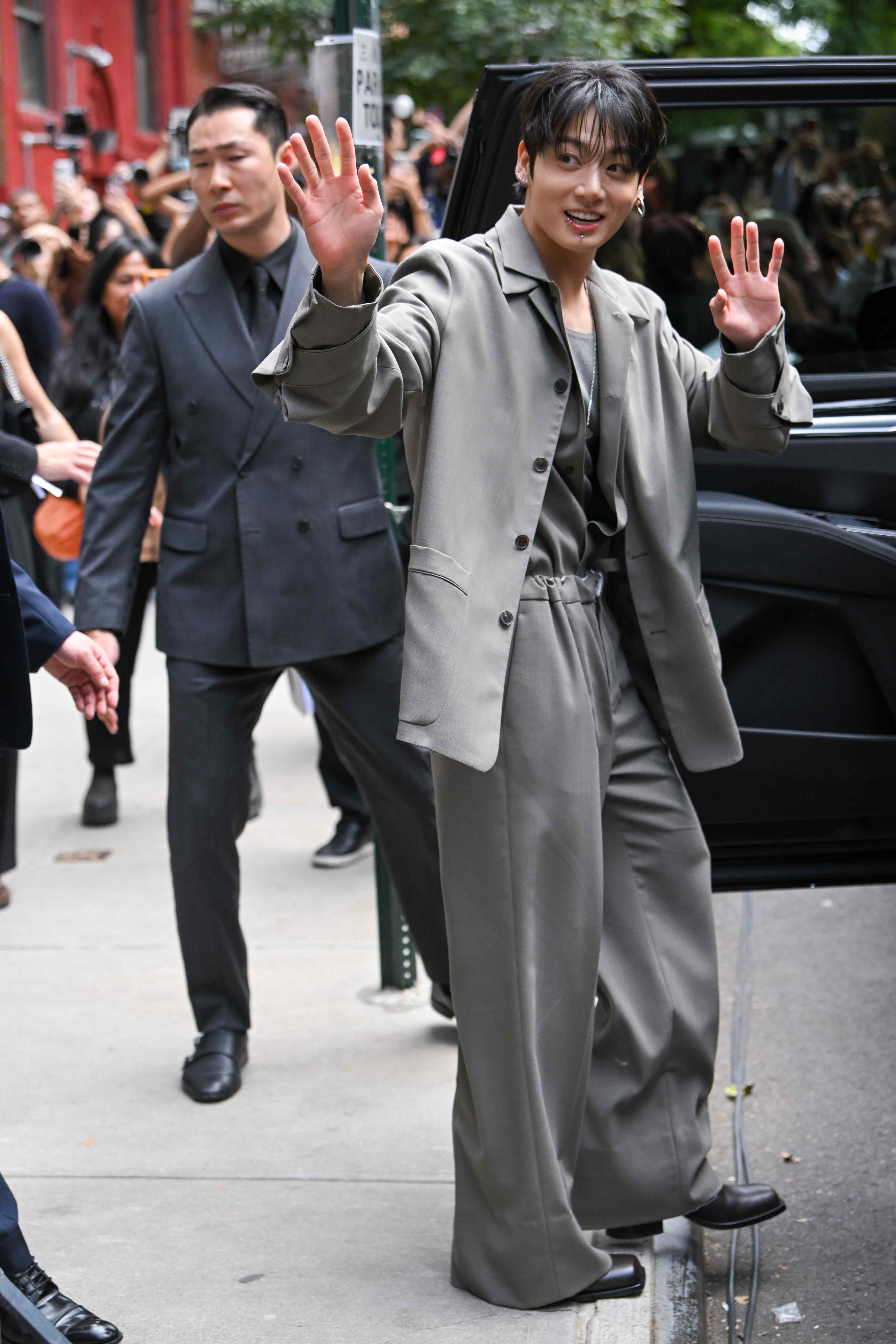 Jung Kook attends the Calvin Klein fashion show during New York Fashion Week at The Brant Foundation on