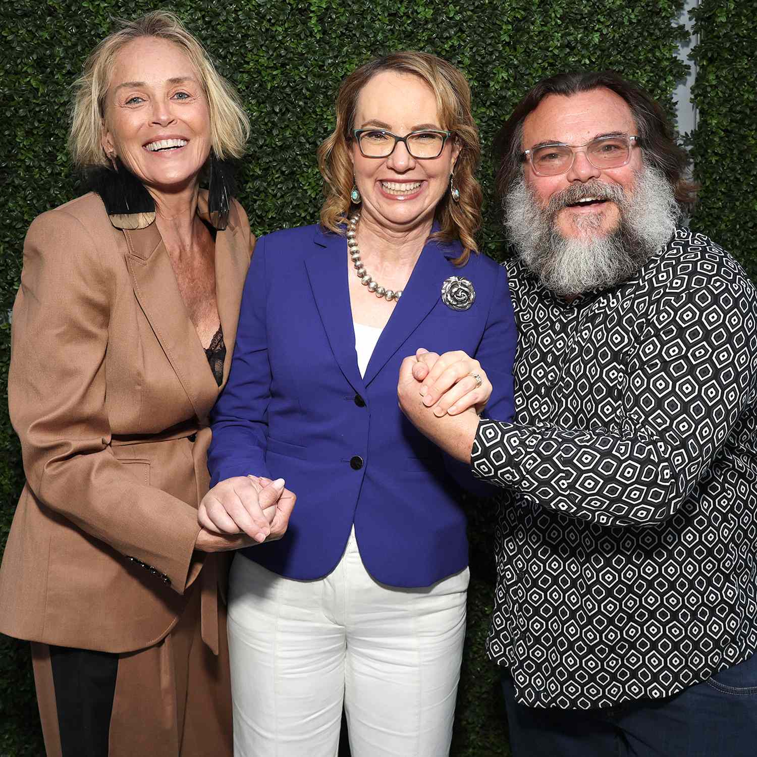 Sharon Stone, Gabby Giffords and Jack Black attend GIFFORDS Celebration of Courage Event Against Gun Violence at Fox Studios on Thursday, September 11, 2025 in Los Angeles.