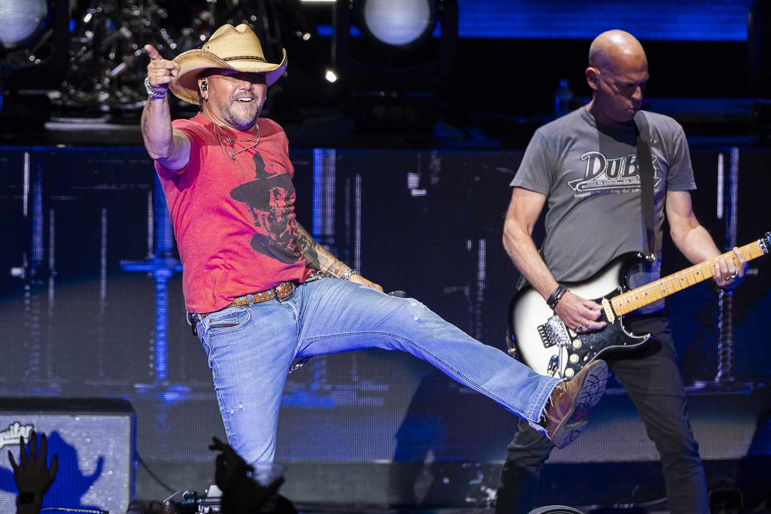 Jason Aldean performs during his Full Throttle Tour 2025 at Pine Knob Music Theatre