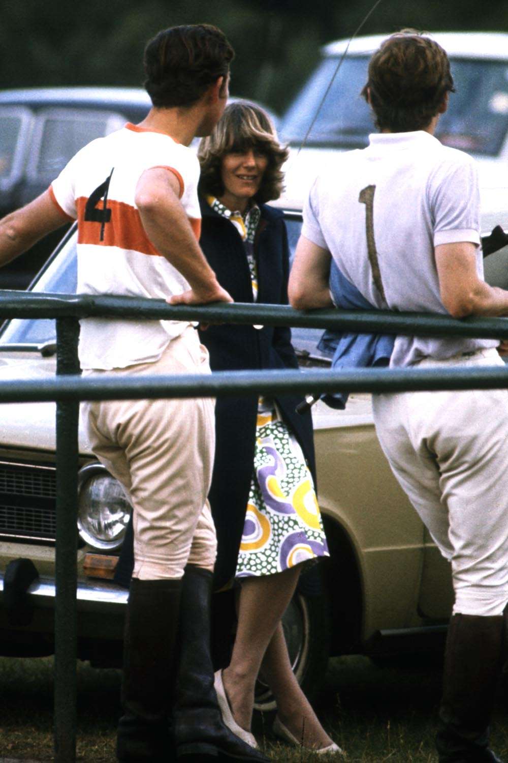 Prince Charles chats to Camilla Parker-Bowles at a polo match, circa 1972.
