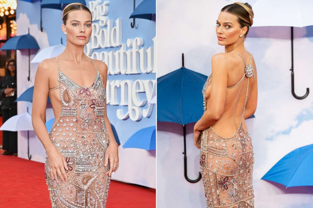 Margot Robbie Makes Daring Red Carpet Return in Sheer Armani Privé at London Premiere
