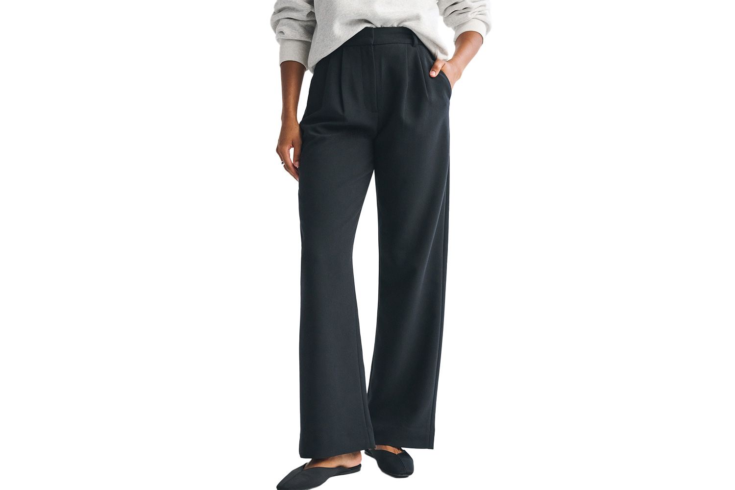 Abercrombie & Fitch Curve Love A&F Sloane Tailored Wide Leg Pant