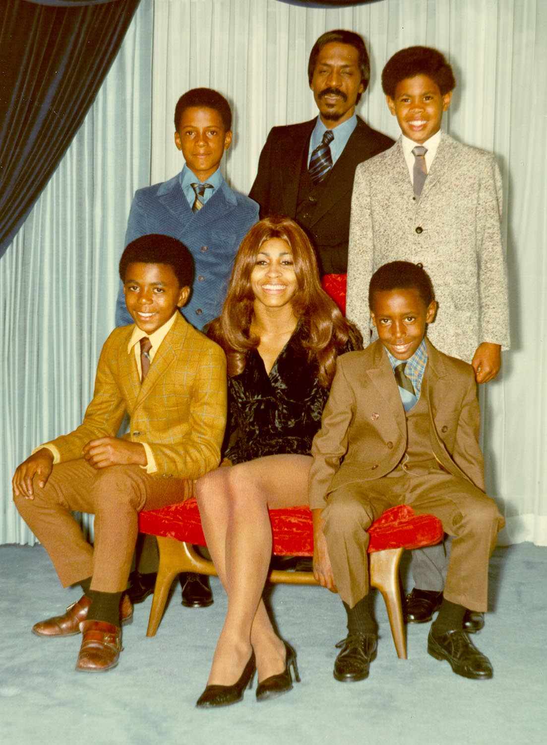 Ike & Tina Turner with their sons and step-sons in 1972