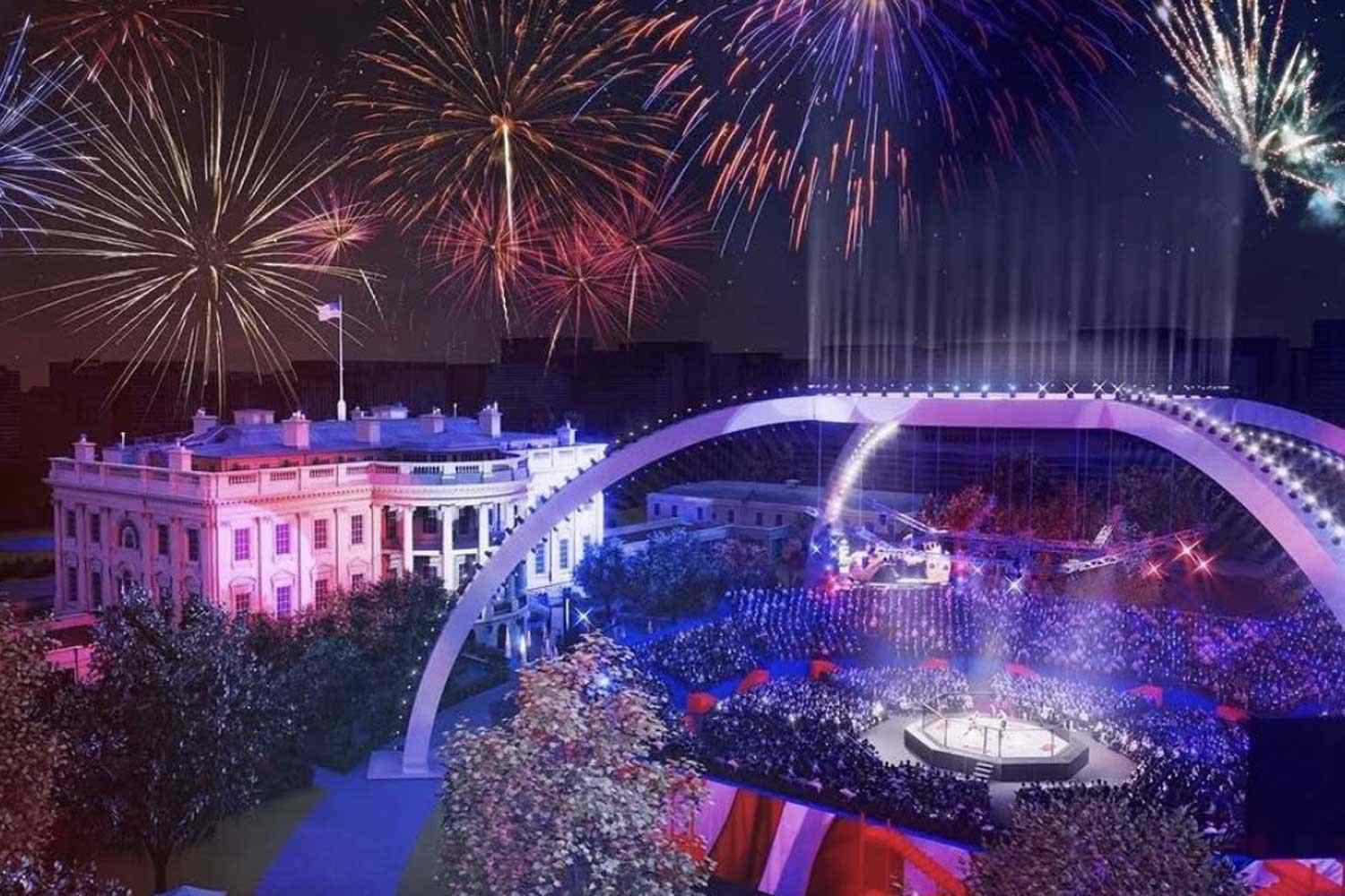 A rendering of the white house UFC fight