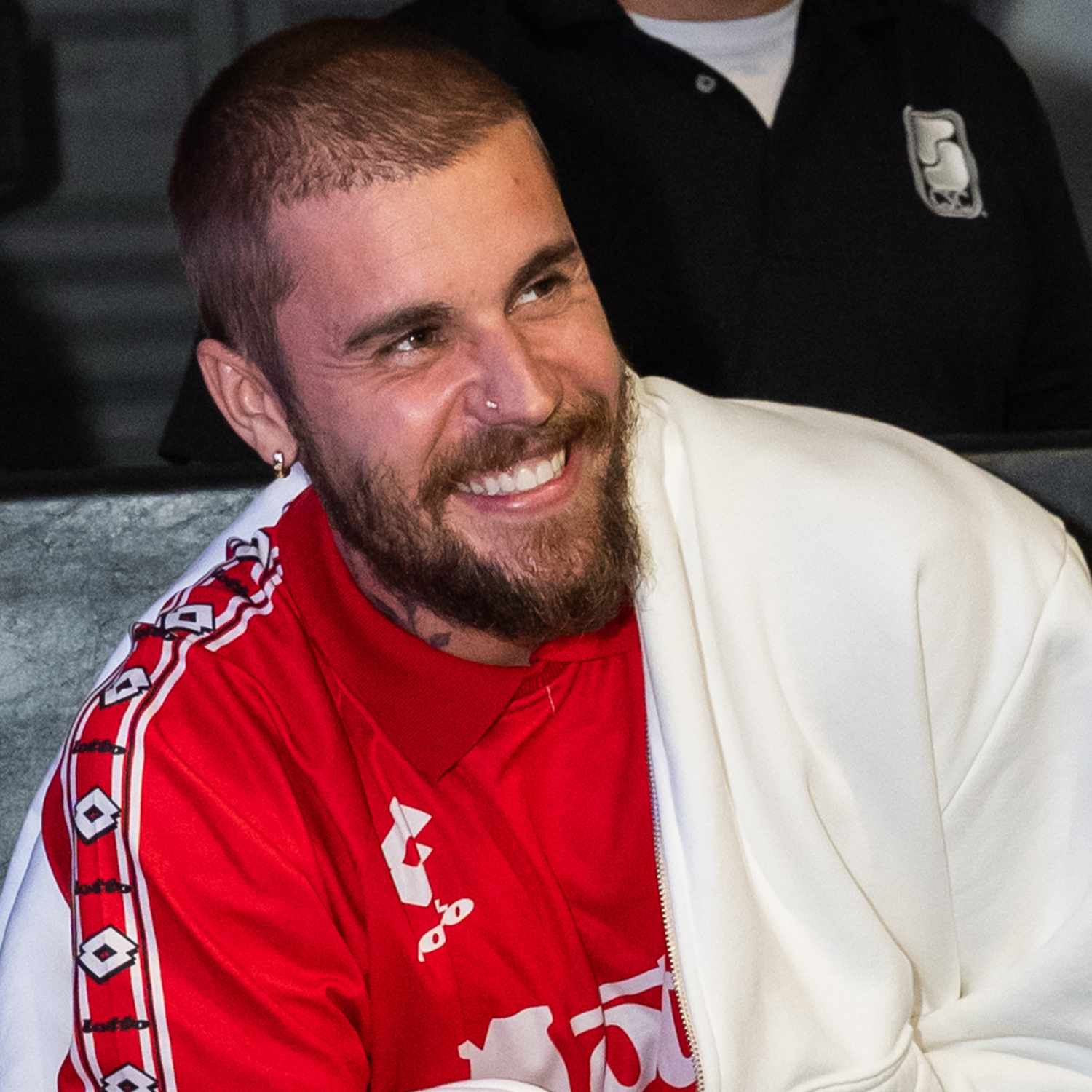 Justin Bieber smiles court side at The League
