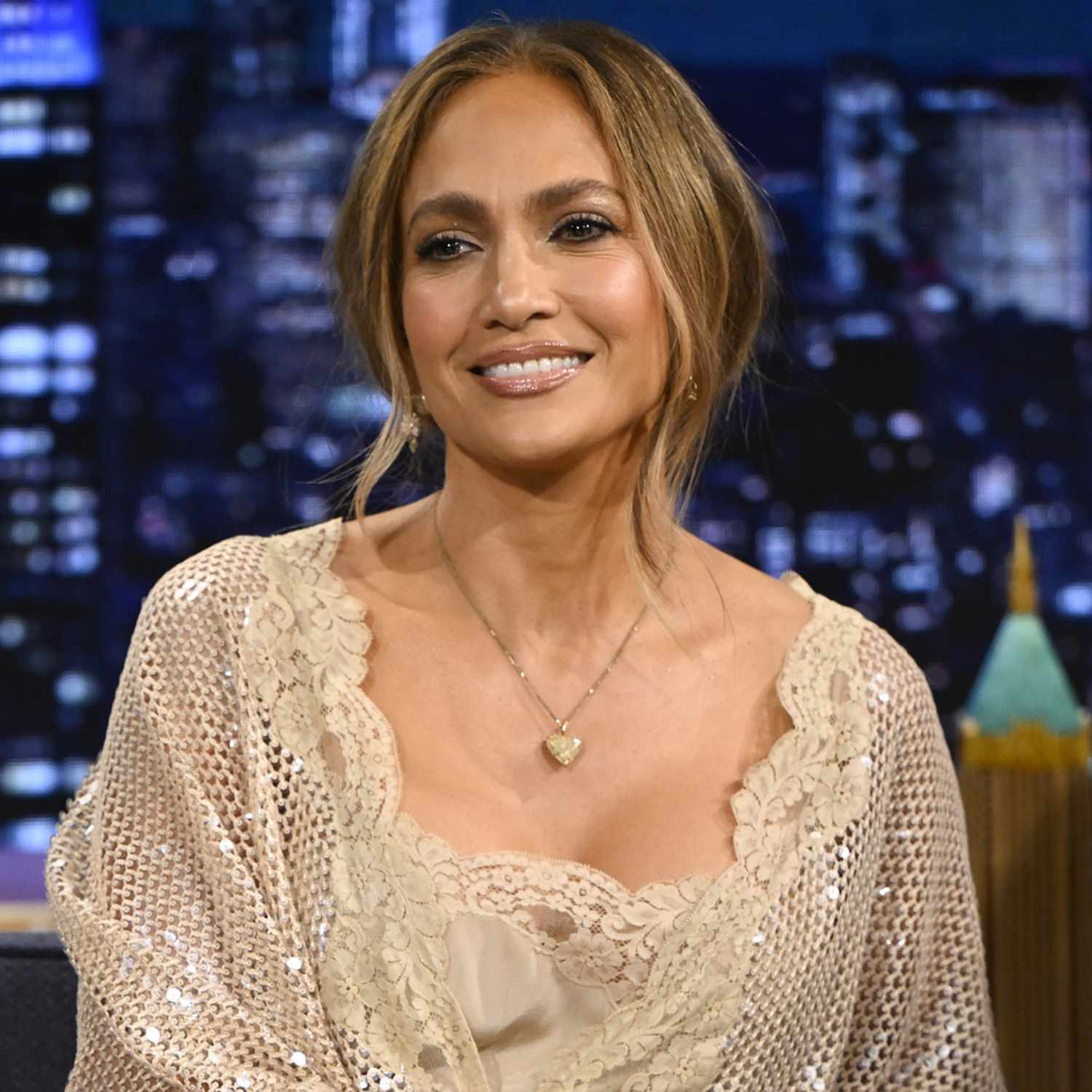 Jennifer Lopez during an interview on The Tonight Show Starring Jimmy Fallon