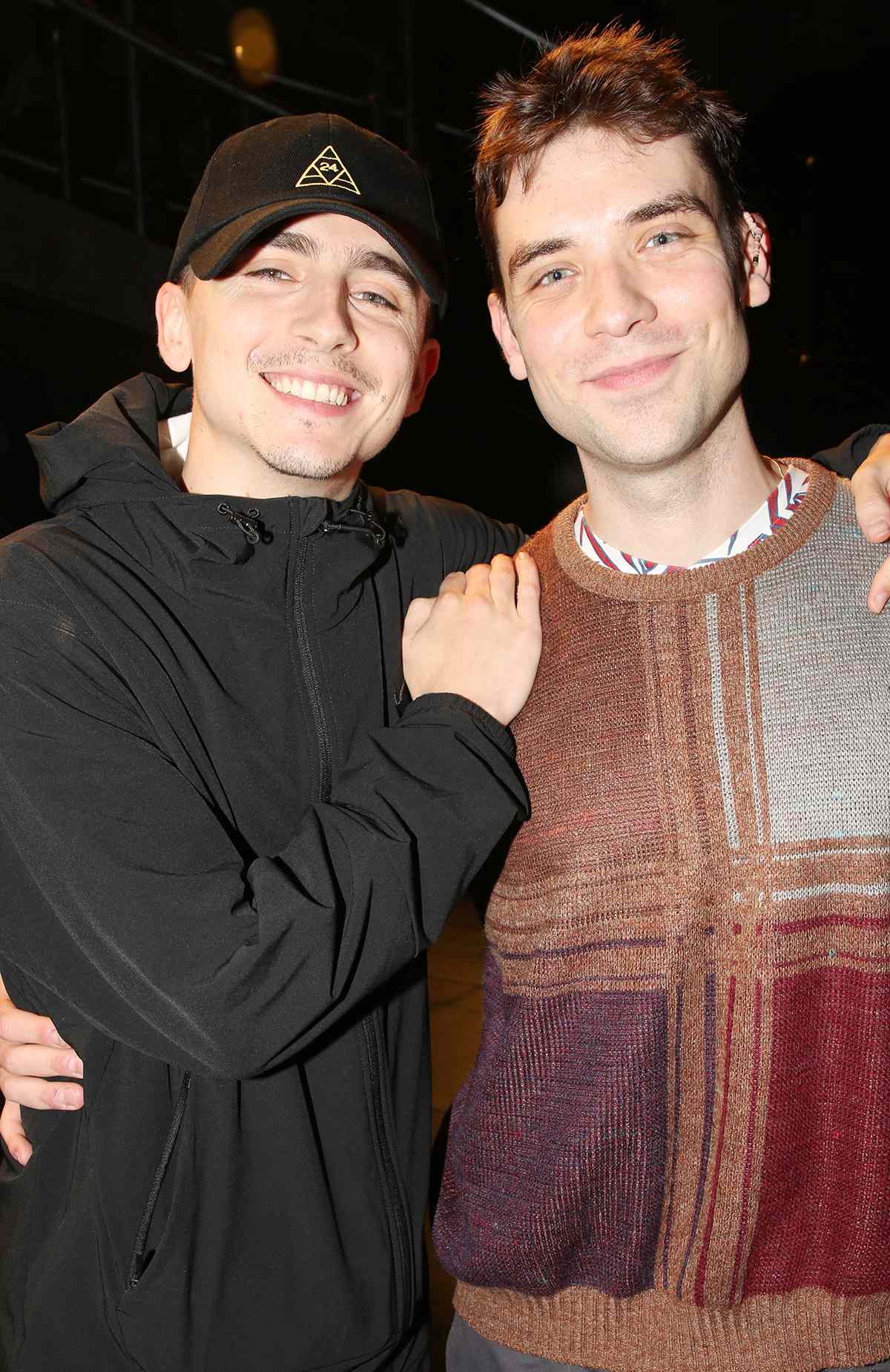 Timothée Chalamet and Cody Kostro pose backstage at the Manhattan Theatre Club play "Punch" on Broadway