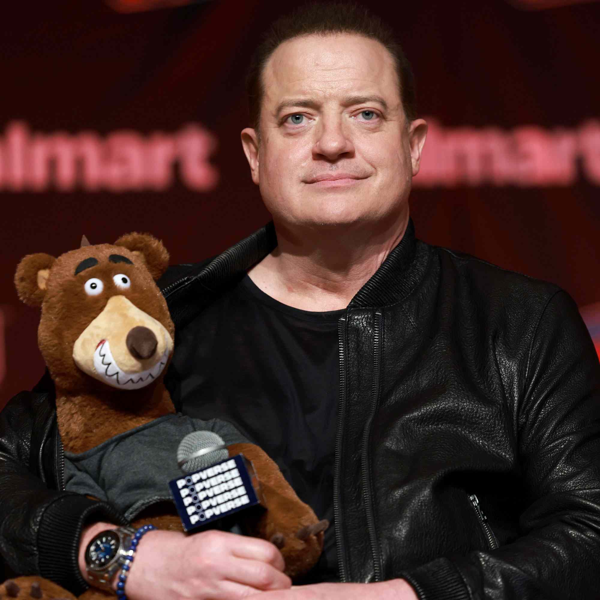 Brendan Fraser speaks onstage at the "Breaking Bear" panel during New York Comic Con 2025 at The Jacob K. Javits Convention Center on October 11, 2025