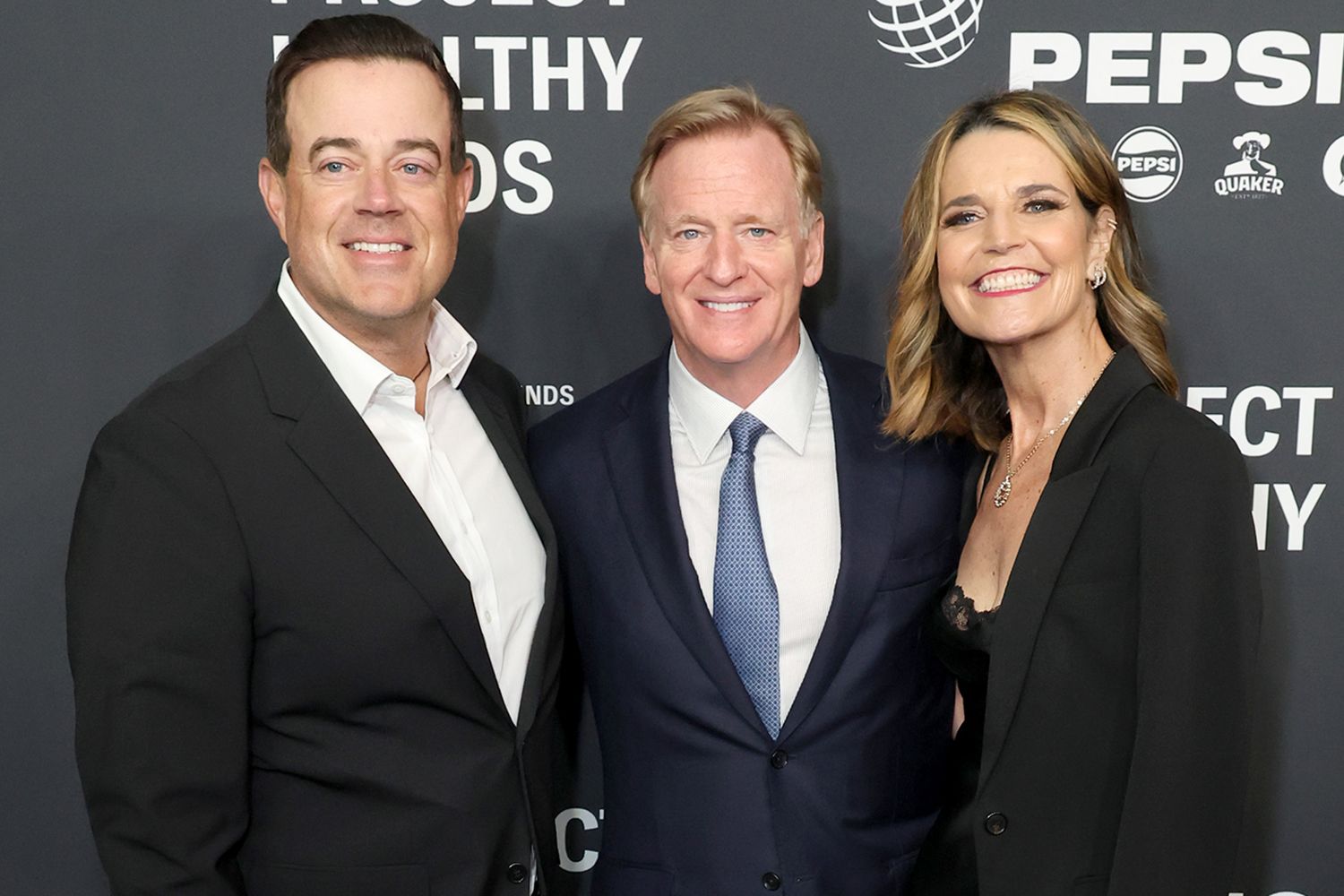 Carson Daly, Roger Goodell, and Savannah Guthrie attend the Project Healthy Minds World Mental Health Day Gala