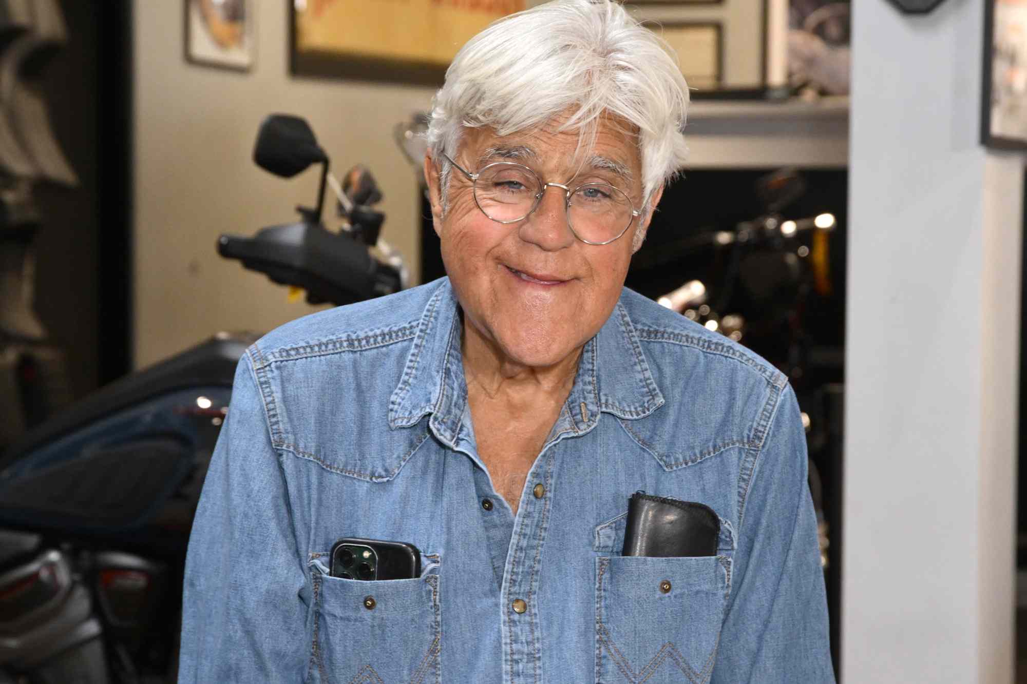 Comedian Jay Leno attends a press conference for the Love Ride 34 motorcycle event at Harley-Davidson on September 08, 2025 in Glendale, California.