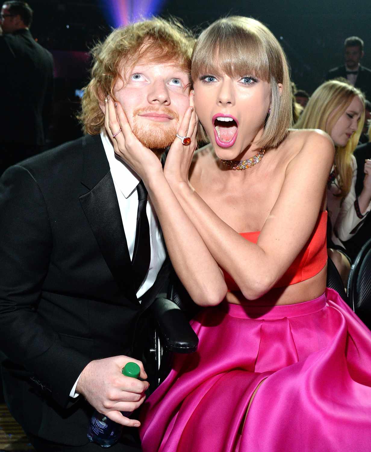 Ed Sheeran and Taylor Swift attends The 58th GRAMMY Awards at Staples Center on February 15, 2016 in Los Angeles, California.