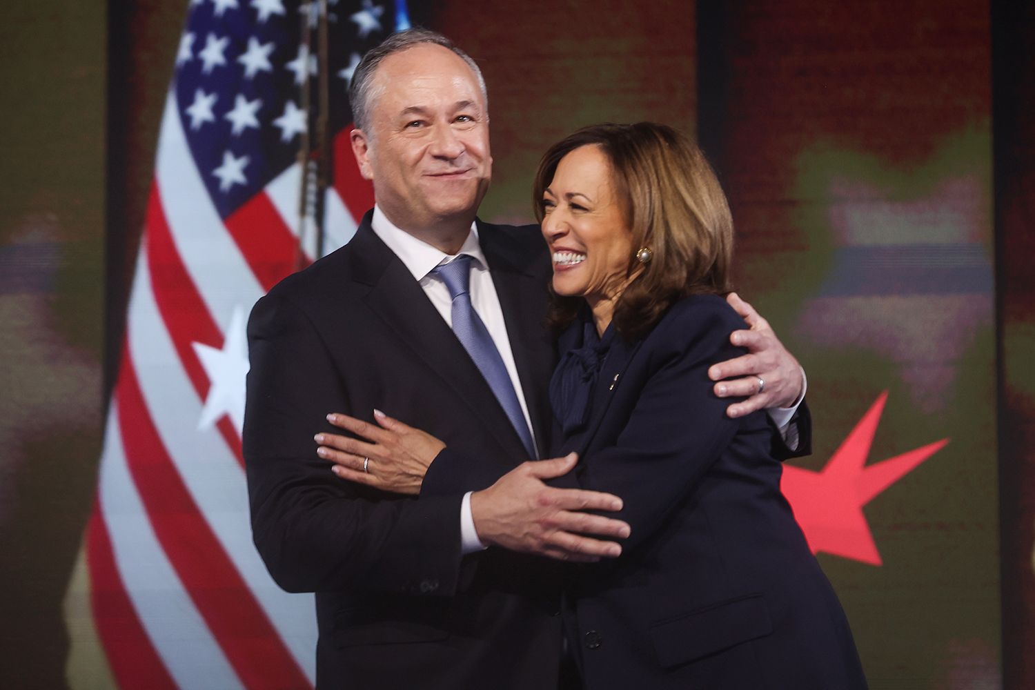 Second Gentleman Doug Emhoff and Democratic presidential nominee, U.S. Vice President Kamala Harris