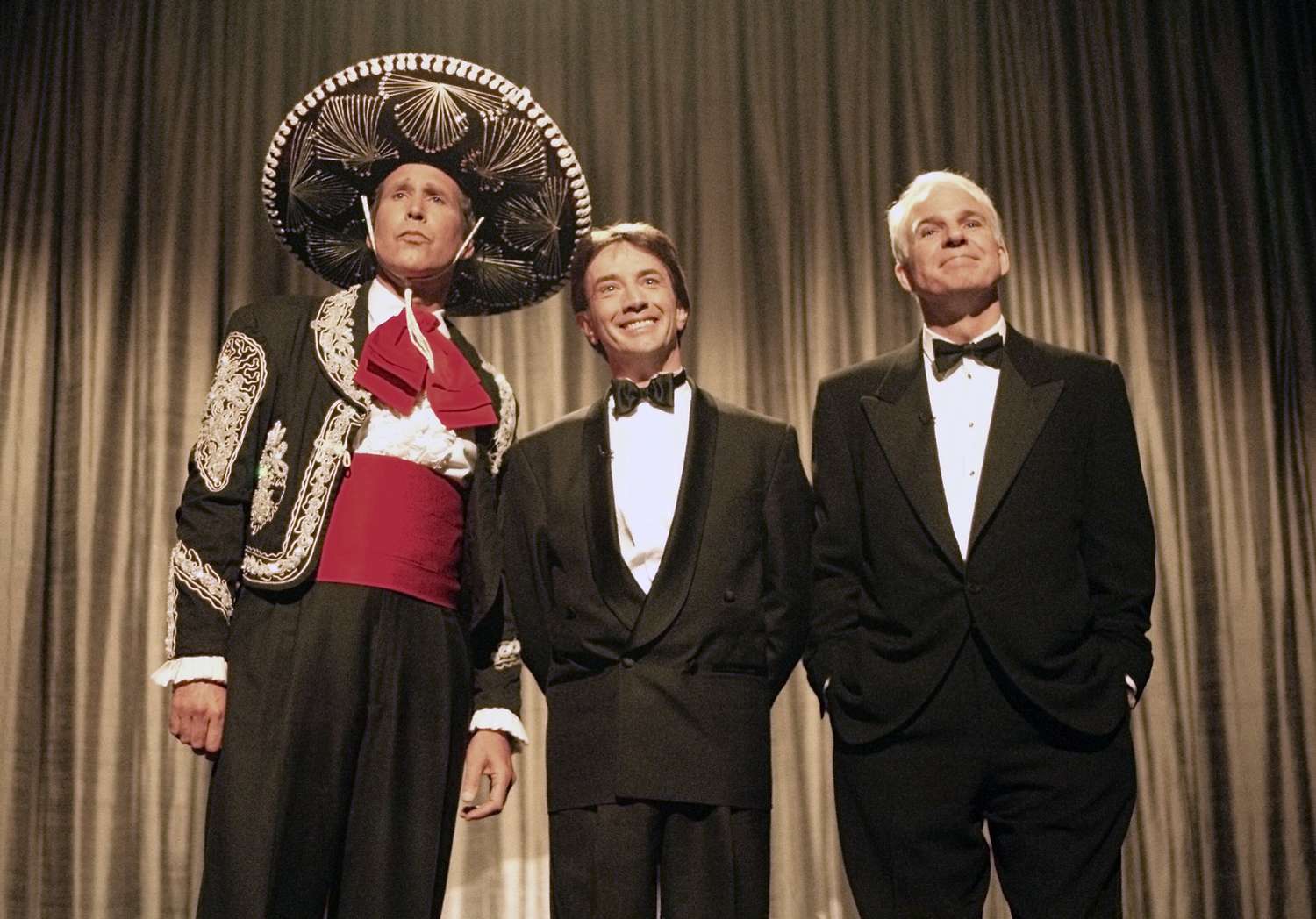 SATURDAY NIGHT LIVE: 25TH ANNIVERSARY -- Pictured: (l-r) Chevy Chase, Martin Short, Steve Martin