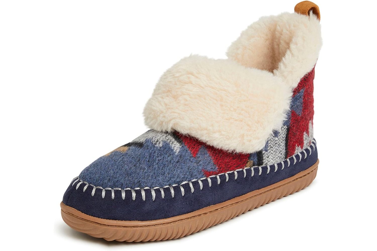 Cozy indoor slipper with a soft lining and patterned outer material