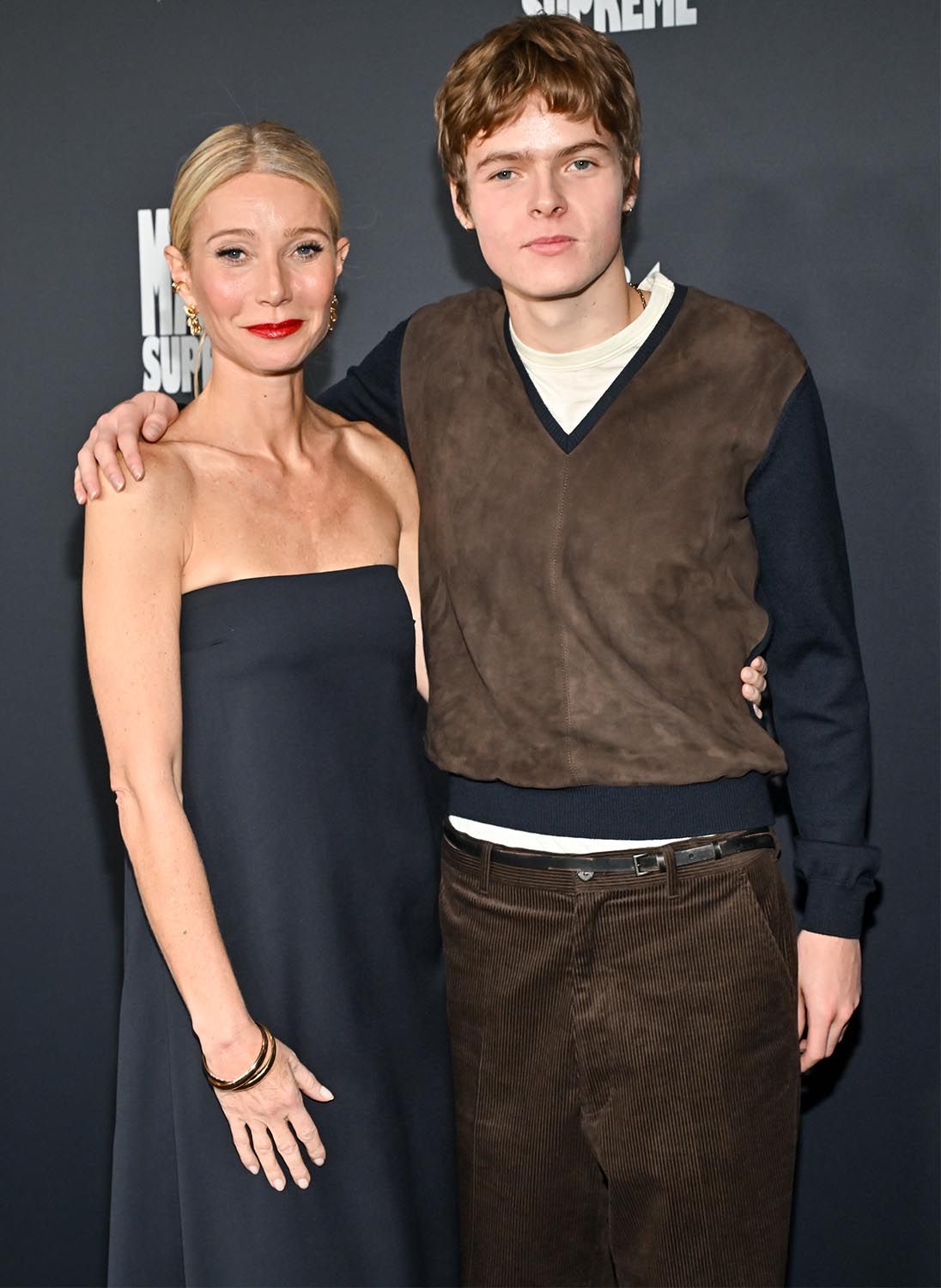 Gwyneth Paltrow and Moses Martin at the "Marty Supreme" Los Angeles Premiere