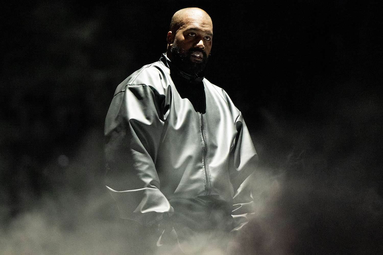 Kanye West performs onstage during the "Vultures 1" playback concert during Rolling Loud 2024