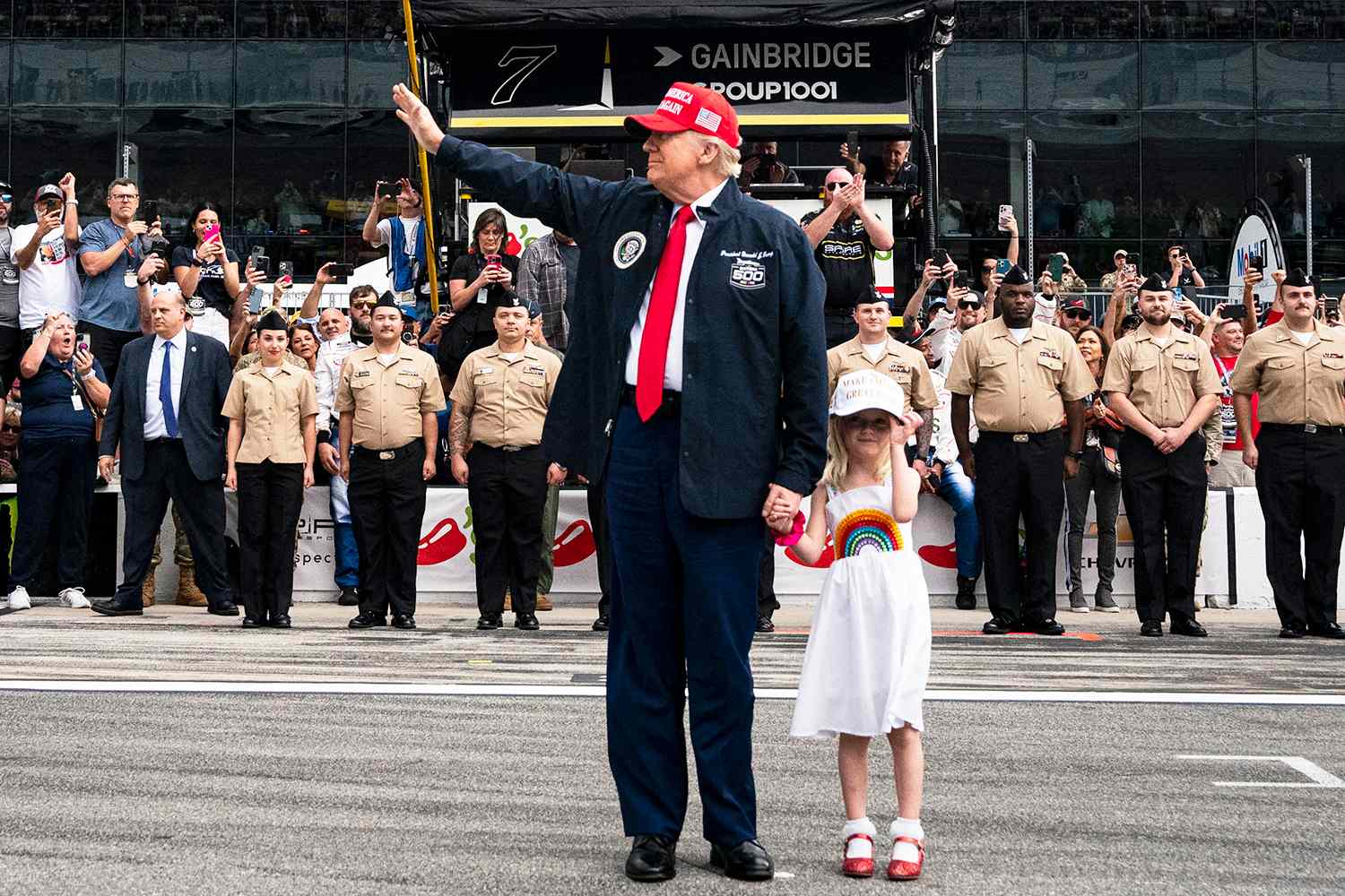 President Donald Trump with granddaughter Carolina Trump