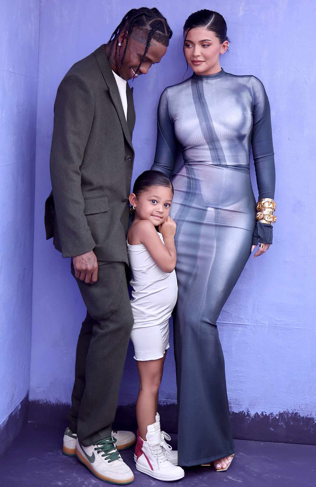 Travis Scott, Stormi Webster, and Kylie Jenner at the 2022 Billboard Music Awards.